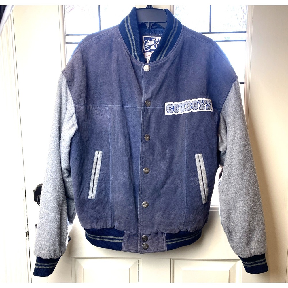 Vintage Dallas Cowboys Blue Carl Banks GIII Suede Varsity Jacket Mens Large READ - Picture 2 of 16